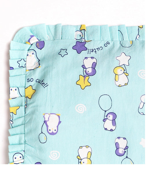 Mustard Seed Pillow Little Penguin Print - Blue