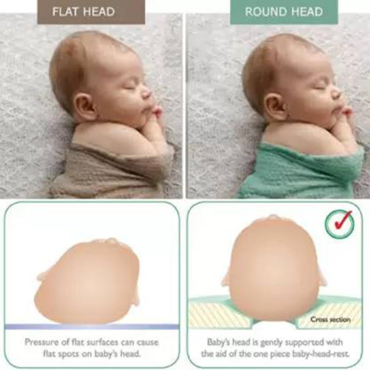 Mustard Seed Pillow Marrie Print for New Born Baby, Ideal for Round Head Shaping Seed Pillow with Foam Cotton Cover for 0 to 12 Months