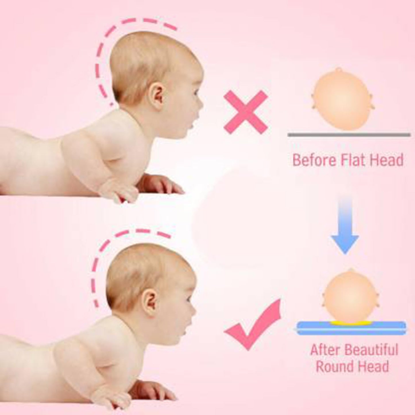 Mustard Seed Pillow Marrie Print for New Born Baby, Ideal for Round Head Shaping Seed Pillow with Foam Cotton Cover for 0 to 12 Months