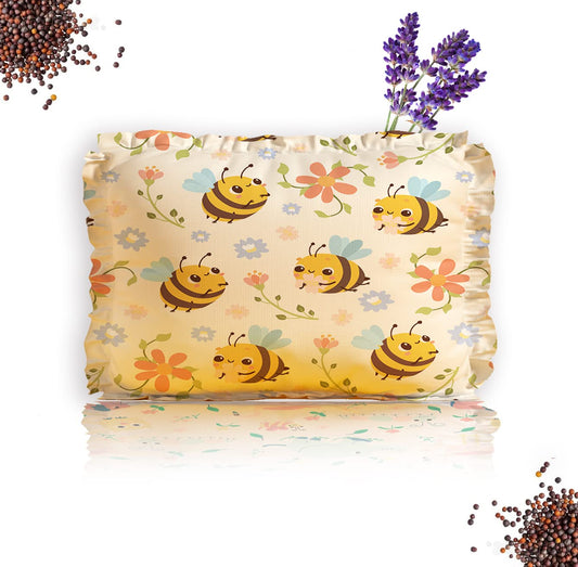 Rai Mustard Seeds Pillow with Lavender, Baby-Round Head Shaping Baby Pillow,Neck Support Pillow Gifting 0-12 Months for Infant Microfiber Toddler (Yellow)