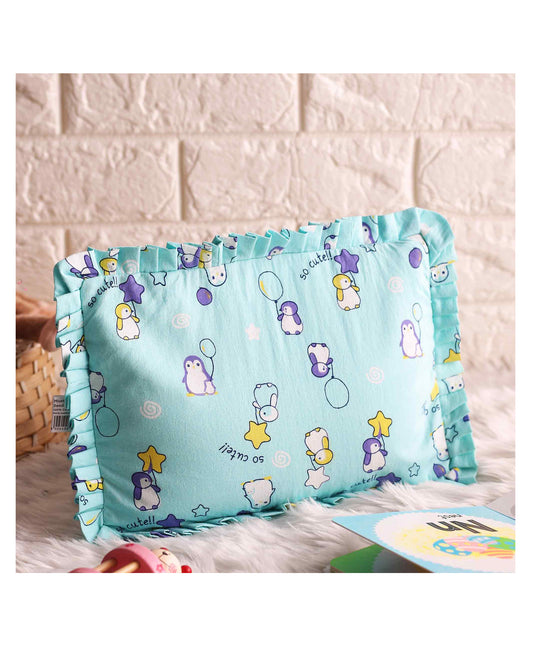 Mustard Seed Pillow Little Penguin Print - Blue