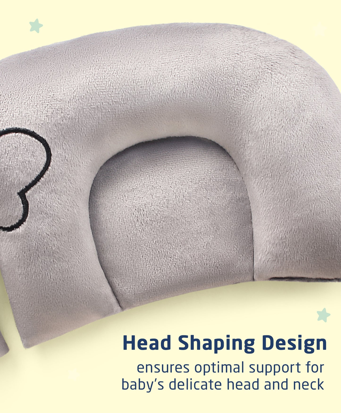 Velvet Head Shaping Rai Pillow Elephant Shape - Grey