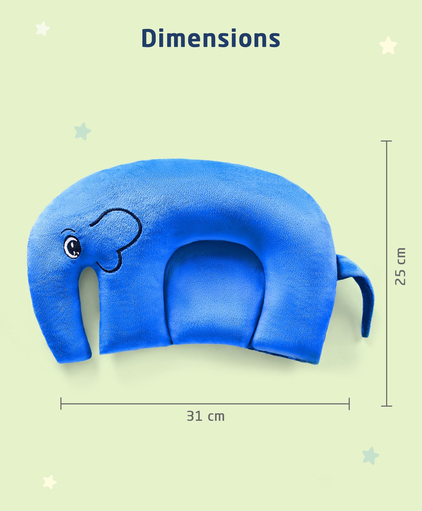 Velvet Head Shaping Rai (Mustard Seeds) Pillow Elephant Shape - Blue