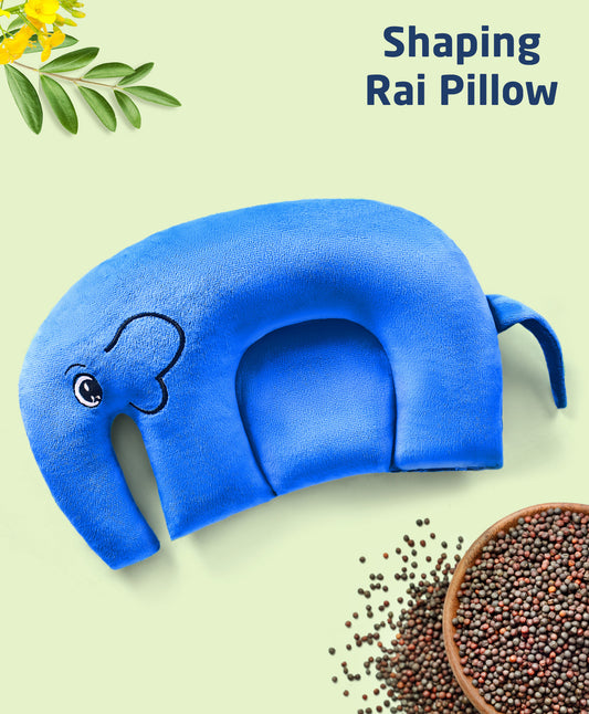 Velvet Head Shaping Rai (Mustard Seeds) Pillow Elephant Shape - Blue