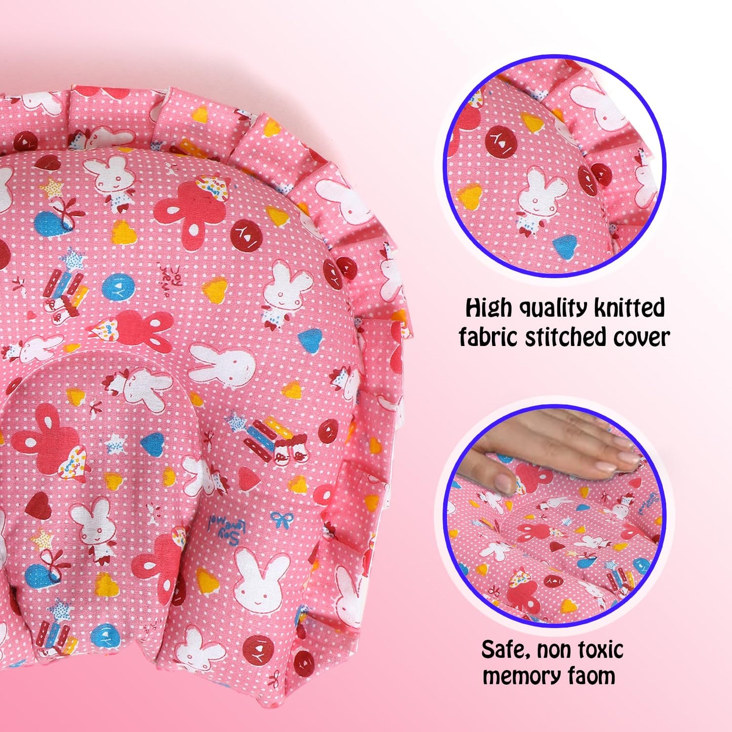 Pillow – Soft, and Comfortable for Babies – Ideal for Rest and Support, Mustard Seeds Pillow for New Born Baby 0-12Months (Seed)