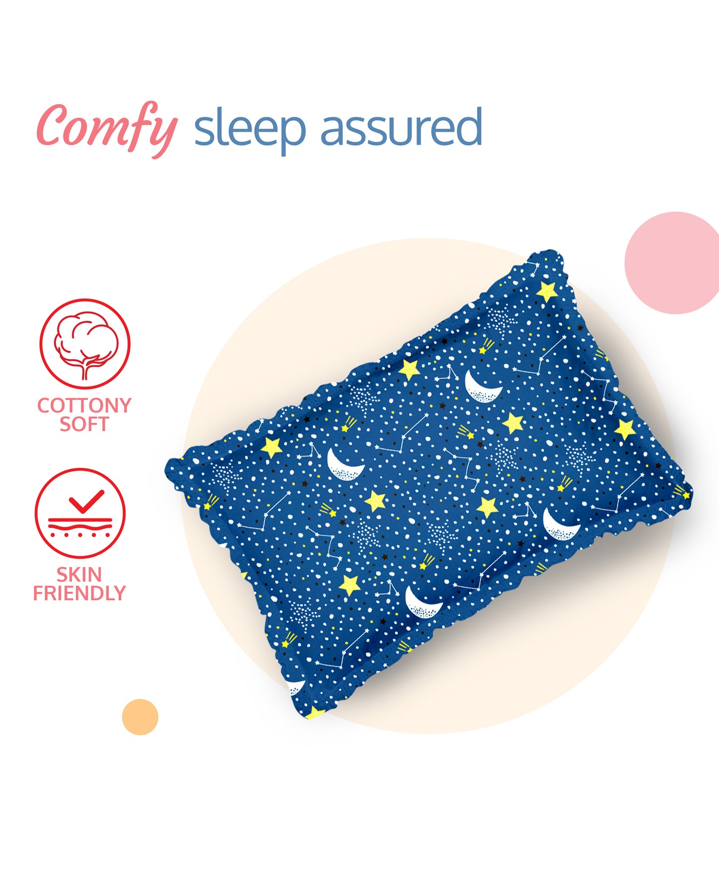 Rai Mustard Seeds Pillow, Baby Head Shaping Pillow cum Neck Support, Portable, Stars Moon Print, (Color may Vary)