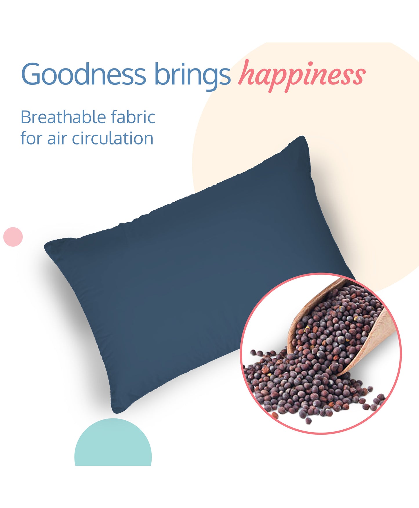 Rai Mustard Seeds Pillow, Baby Head Shaping Pillow cum Neck Support, Portable, Stars Moon Print, (Color may Vary)