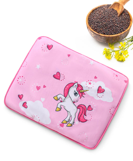 Cotton Head Shaping 1 Kg Mustard Seeds/Rai Pillow Unicorn Print - Pink