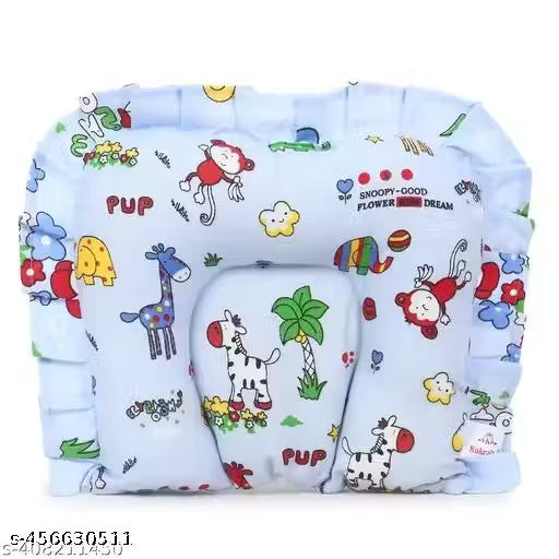 Baby Cotton Soft Head Shaper Anti Flat Pillow With Mustard Seeds For Newborn Babies (0-12 Months)
